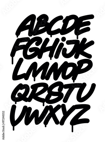 Hand written graffiti font alphabet. Vector