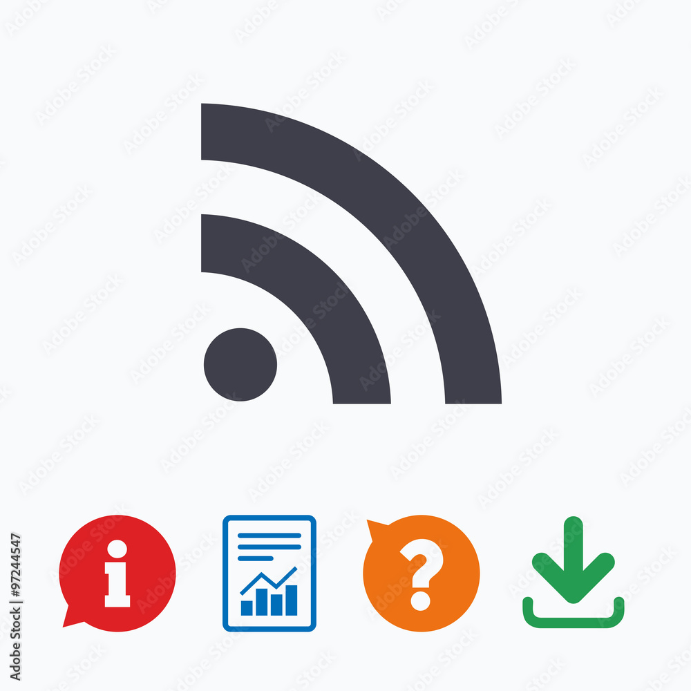 RSS sign icon. RSS feed symbol. RSS sign icon. RSS feed symbol.