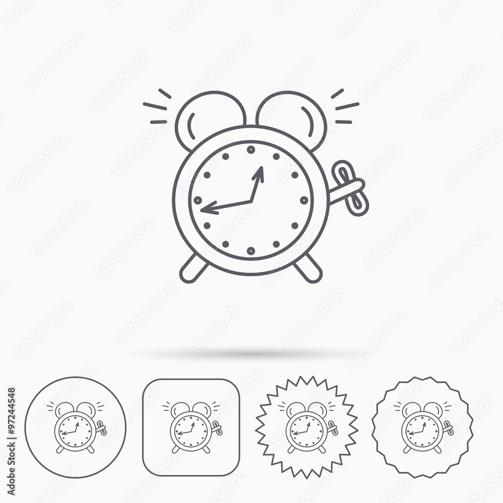 Alarm clock icon. Mechanical retro time sign. Alarm clock icon. Mechanical retro time sign.