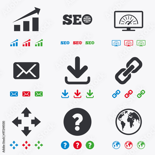 Internet, seo icons. Bandwidth speed sign.