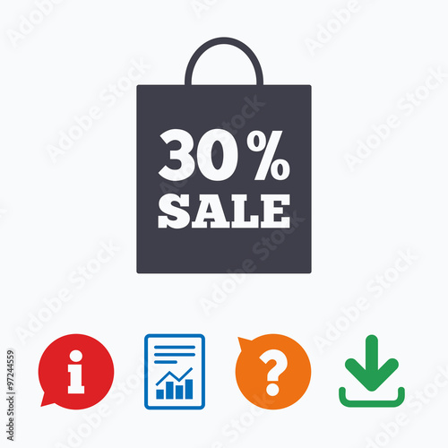 30 percent sale bag tag sign icon.