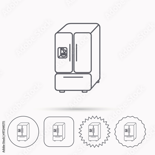 American fridge icon. Refrigerator with ice sign