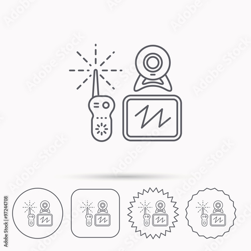 Baby monitor icon. Video nanny for newborn sign.