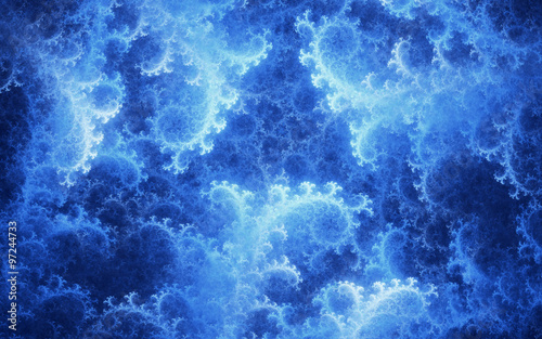 abstract fractal, light-blue decorative frost tracery on dark background
