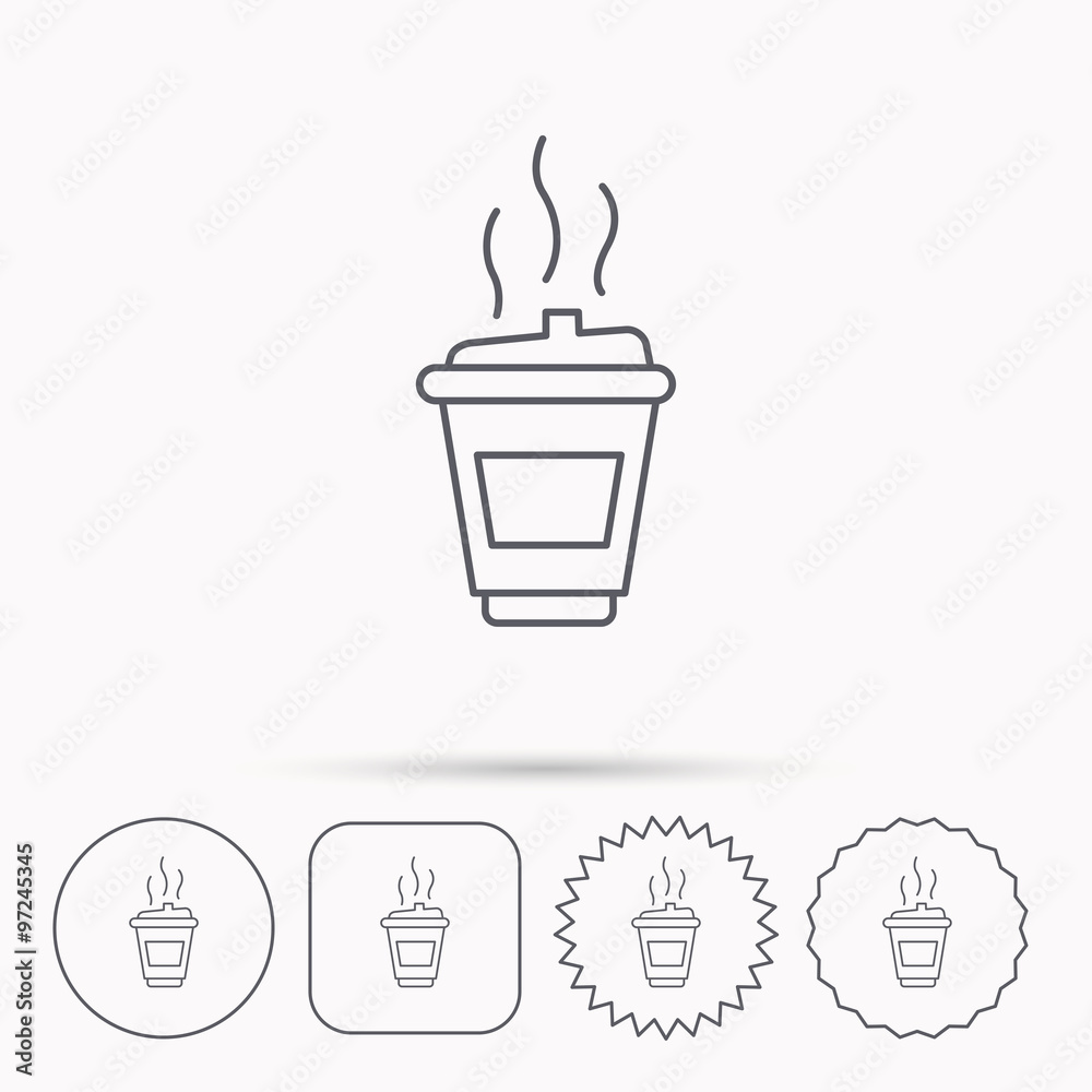 Coffee icon. Takeaway glass sign. Coffee icon. Takeaway glass sign.