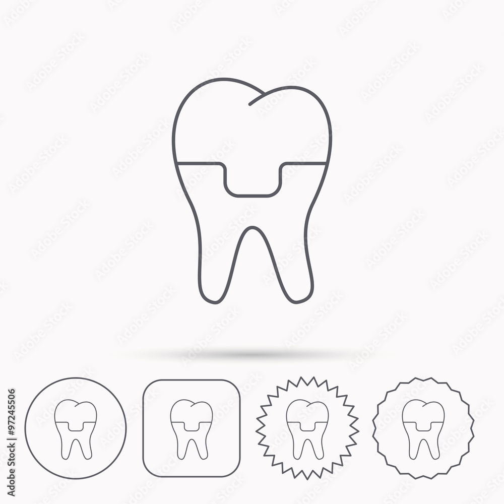 Dental crown icon. Tooth prosthesis sign. Dental crown icon. Tooth prosthesis sign.