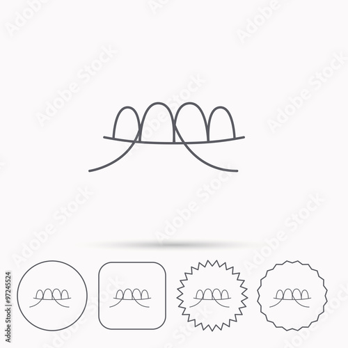 Dental floss icon. Teeth cleaning sign.