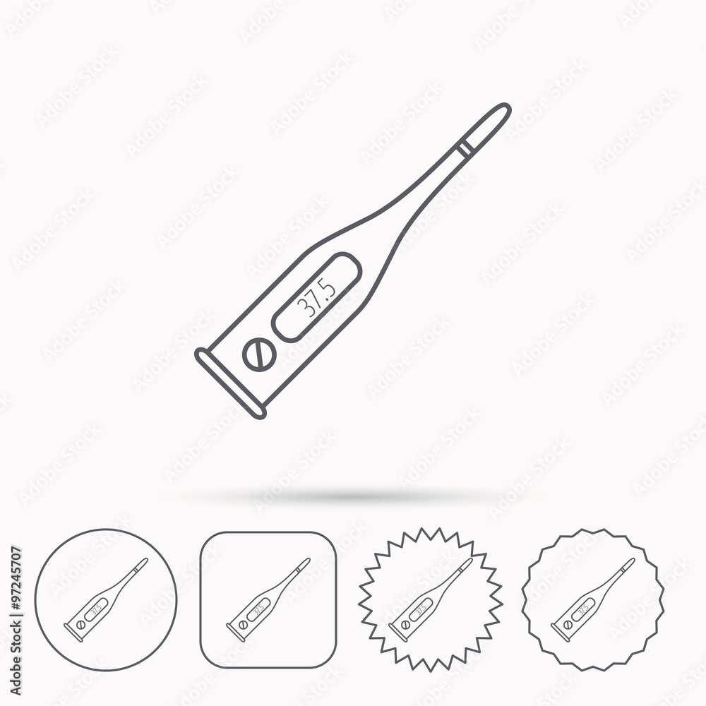 Electronic thermometer icon. Measurement tool. Electronic thermometer icon. Measurement tool.