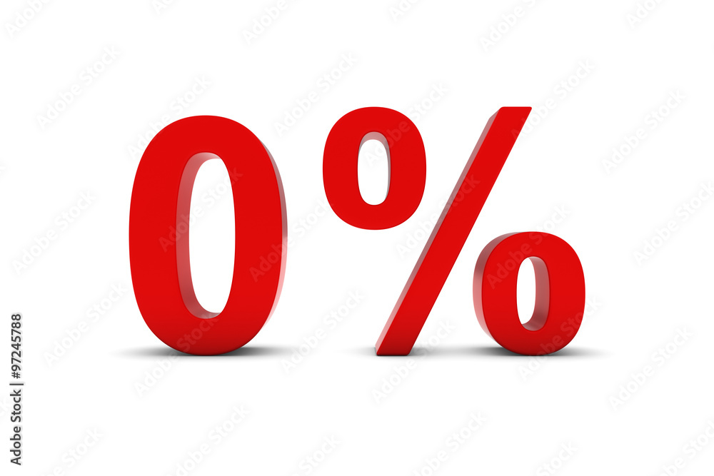 0% - Zero Percent Red 3D Text Isolated on White 0% - Zero Percent Red 3D Text Isolated on White