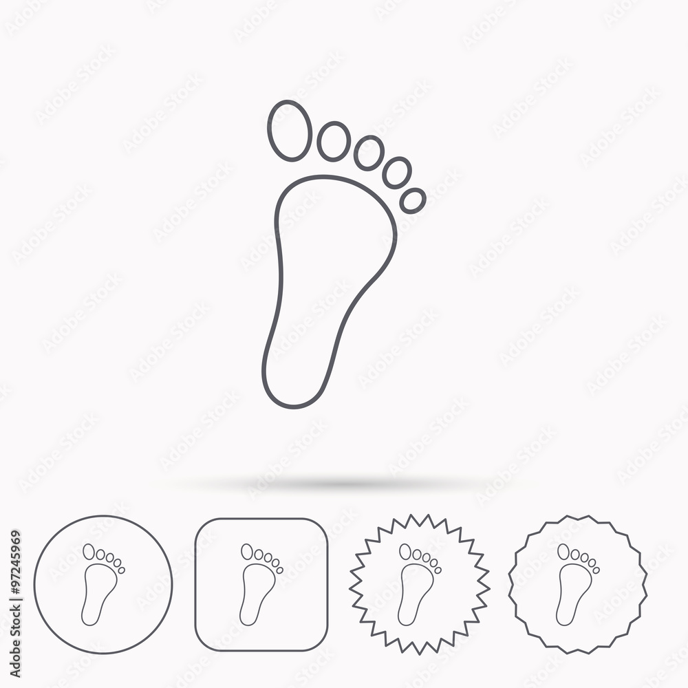 Obraz premium Baby footprint icon. Child foot sign.