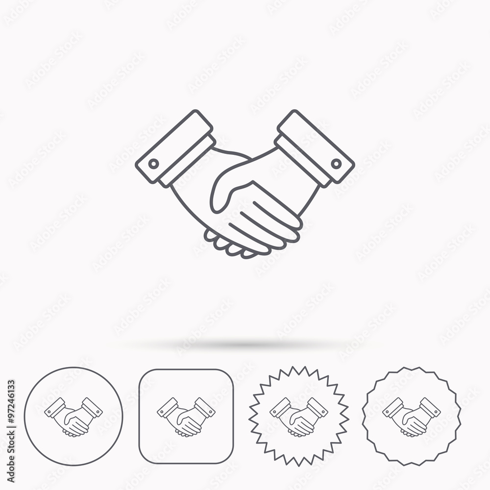 Handshake icon. Deal agreement sign. Handshake icon. Deal agreement sign.