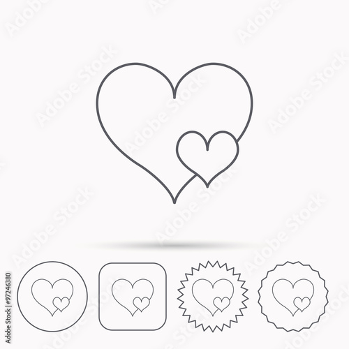 Love hearts icon. Lovers sign.