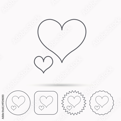 Love hearts icon. Lovers sign.