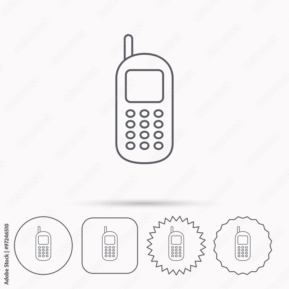 Mobile phone icon. Cellphone with antenna sign. Mobile phone icon. Cellphone with antenna sign.