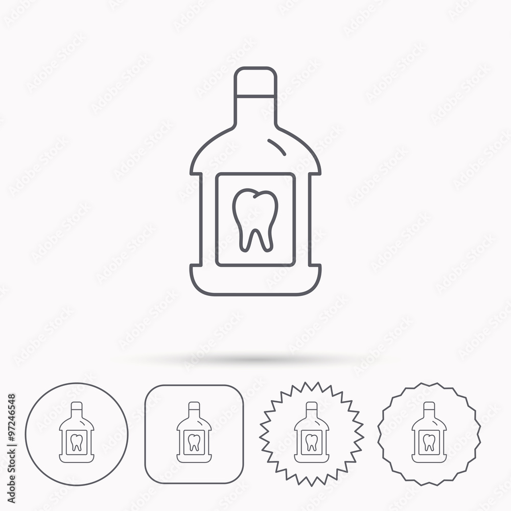 Mouthwash icon. Oral antibacterial liquid sign. Mouthwash icon. Oral antibacterial liquid sign.