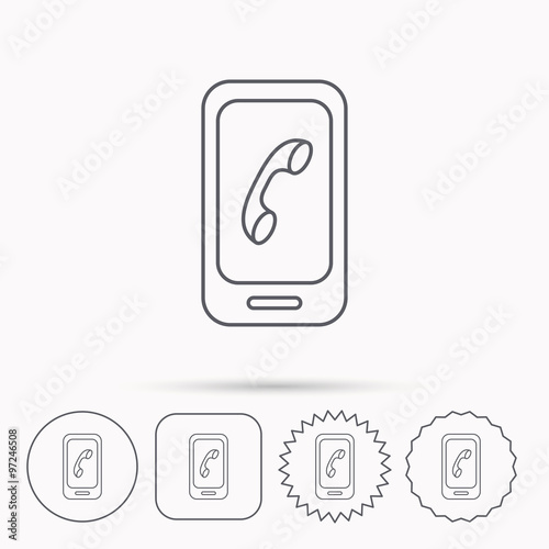 Smartphone icon. Cellphone with touchscreen sign