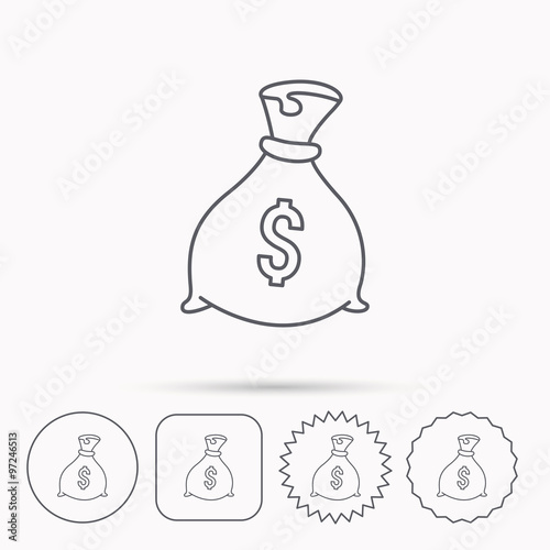 Sack with dollars icon. Money bag sign.