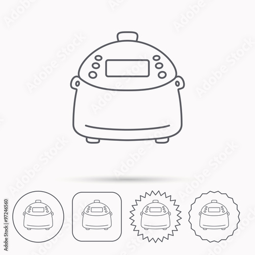 Multicooker icon. Kitchen electric device symbol