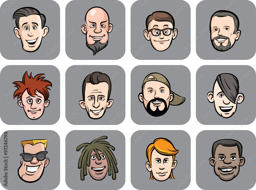 diverse men faces vector illustration diverse men faces vector illustration