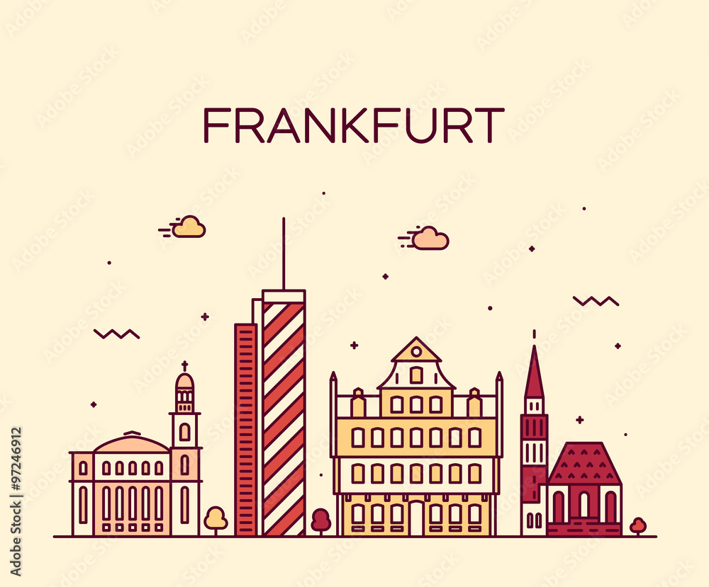 Frankfurt skyline vector illustration linear style Frankfurt skyline vector illustration linear style