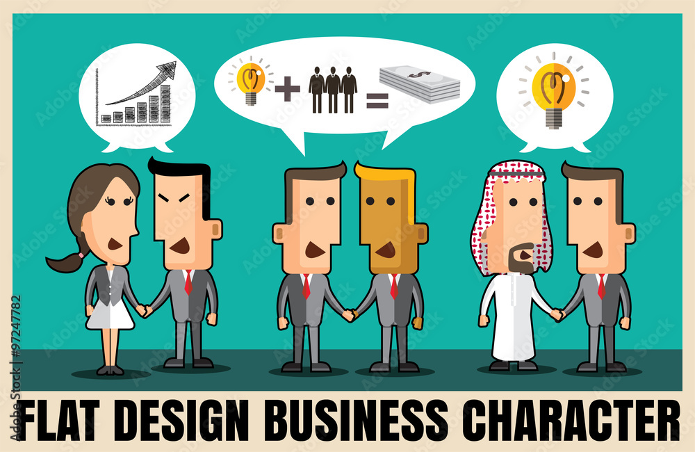 business people handshake vector.Flat icons,flat design ,vector