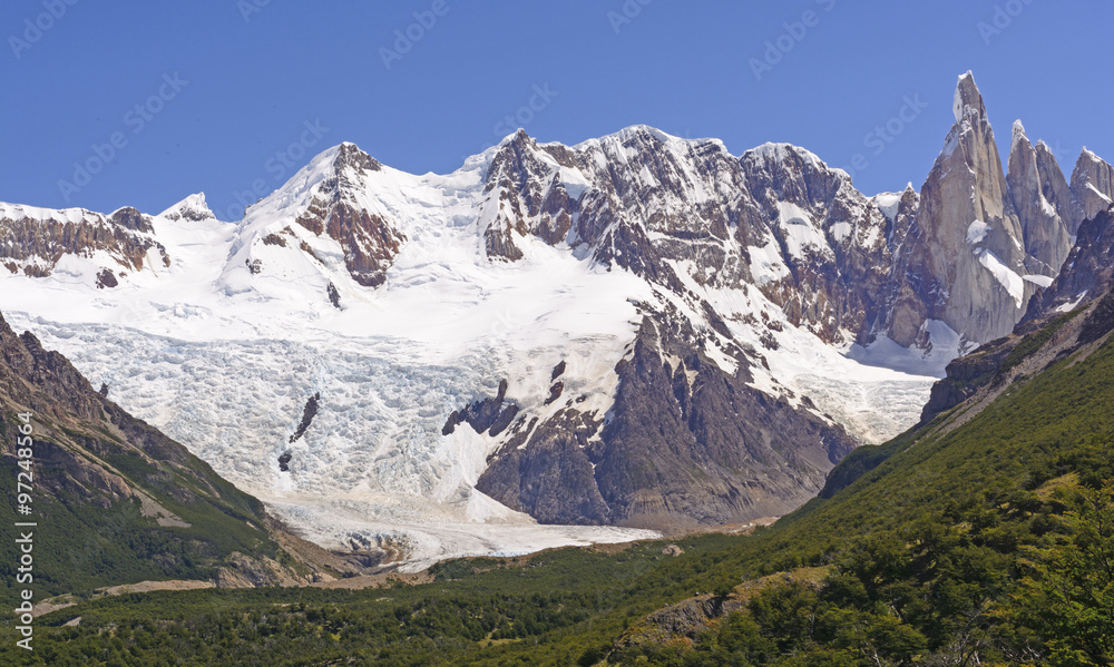 Mountains and Glaciers on a Sunny Day