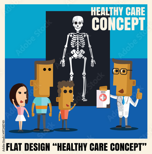 doctor and patiant with film x-ray flat icon illustrationl healt