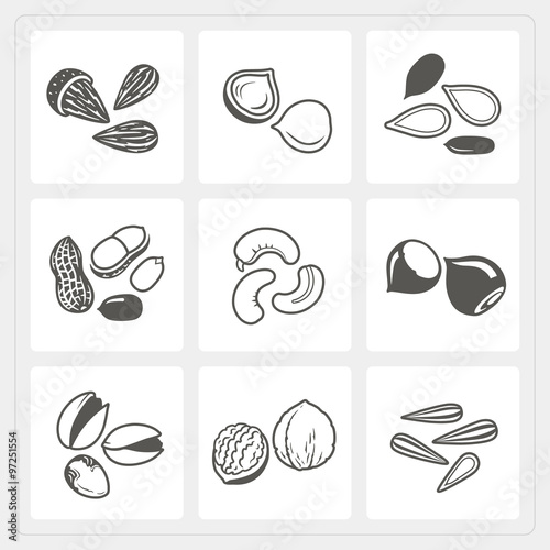 Nut icons set