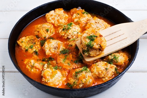 meatballs in a pan on the background