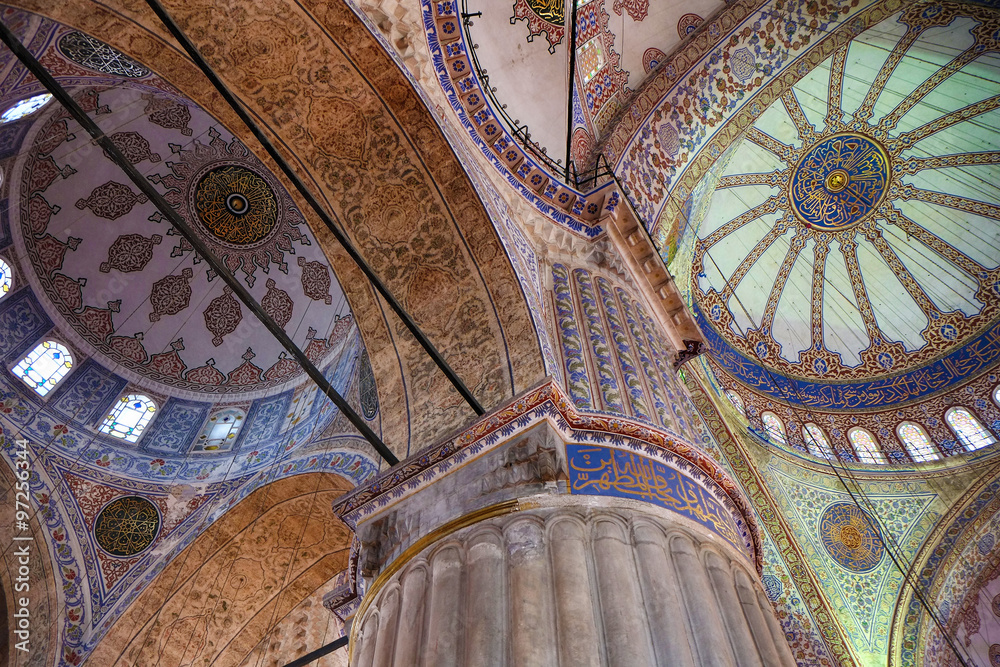 The сeiling decorations in the interior of Sultan Ahmed Mosque The сeiling decorations in the interior of Sultan Ahmed Mosque