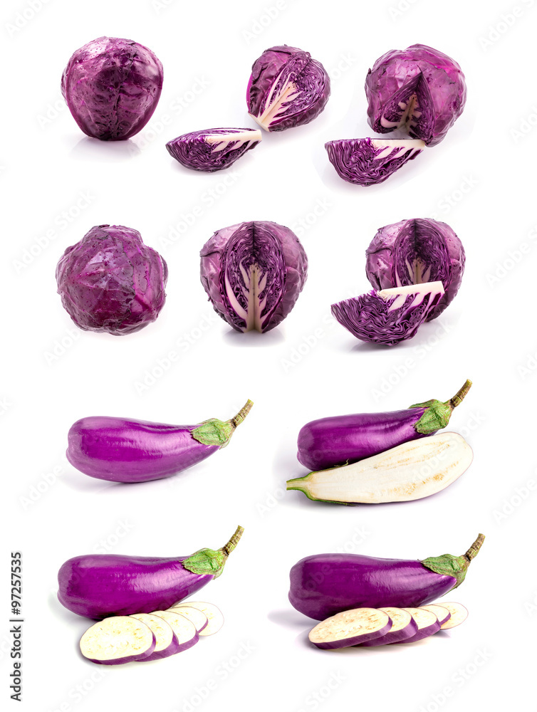 Fototapeta premium red cabbage and aubergine (eggplant)