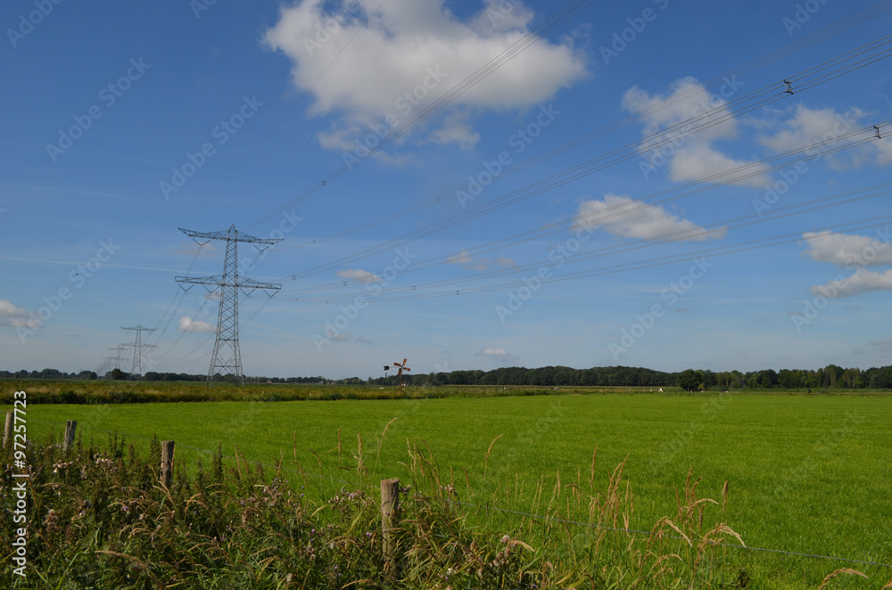 Green polder landscape in summer in the Netherlands Green polder landscape in summer in the Netherlands