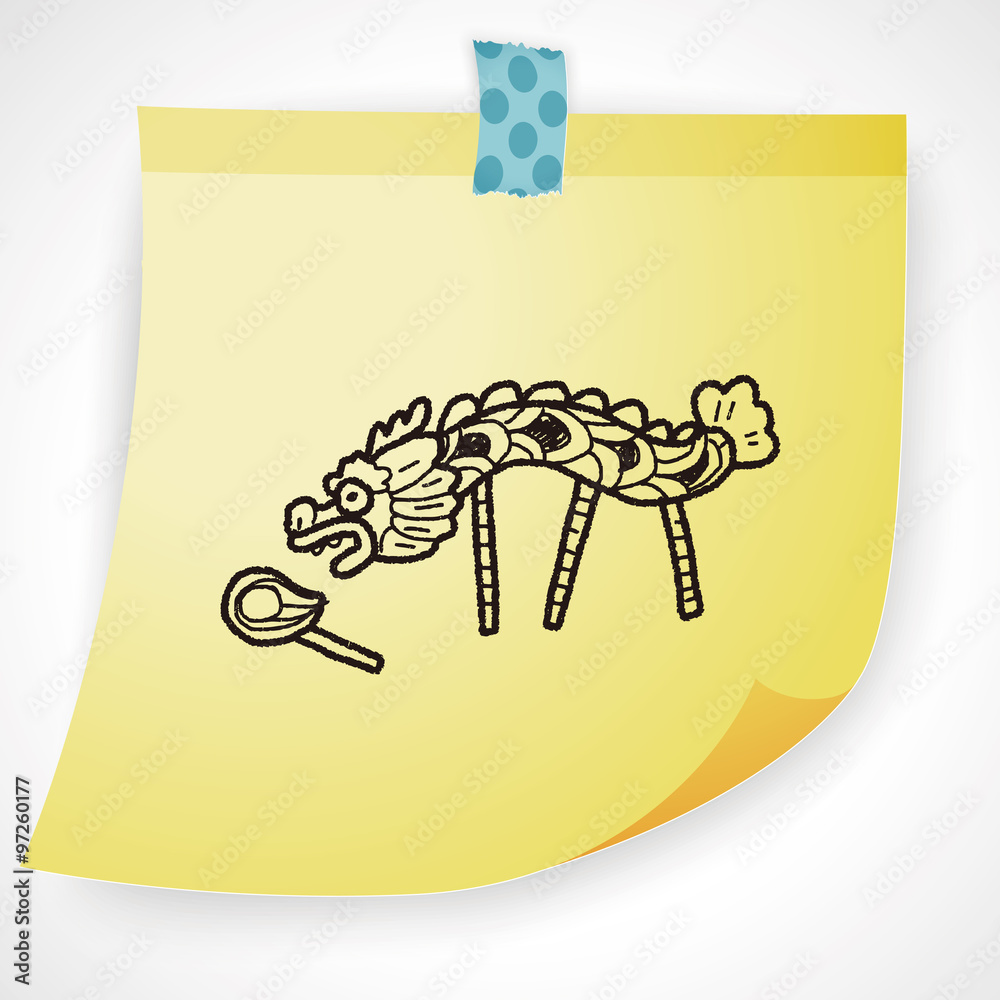Chinese New Year; The dragon and lion dancing head doodle Chinese New Year; The dragon and lion dancing head doodle