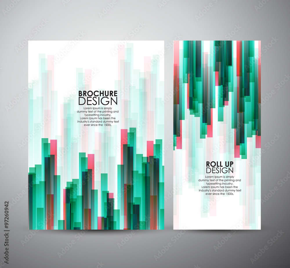 Brochure business design colorful rectangle shapes template or roll up. Vector Illustration 