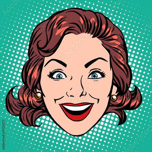 Retro Emoji smile joy woman face