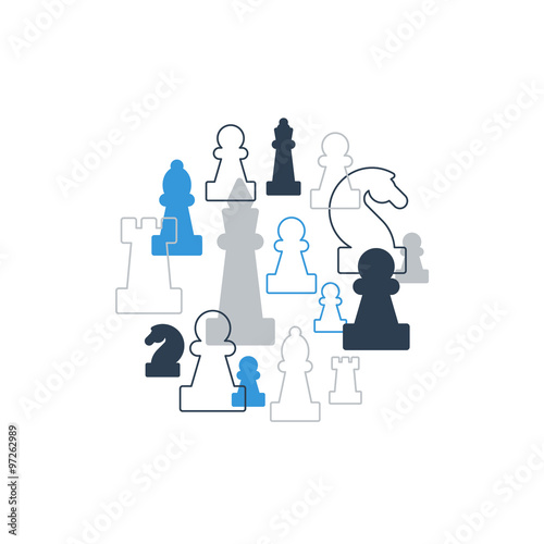 Template with chess pieces. Chess club or school, competition or strategy concept.