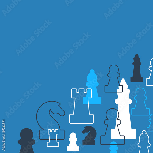 Template with chess pieces. Chess club or school, competition or strategy concept.