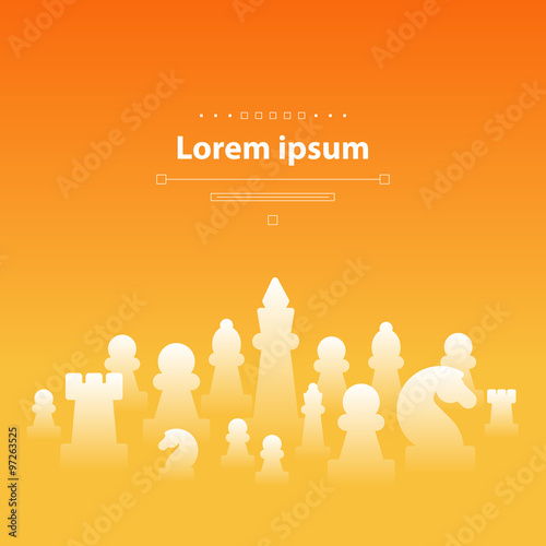Template with chess pieces. Chess club or school, competition or strategy concept.