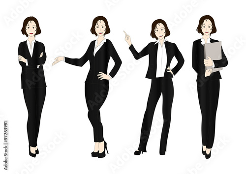 Business Woman Color Full Body Illustration