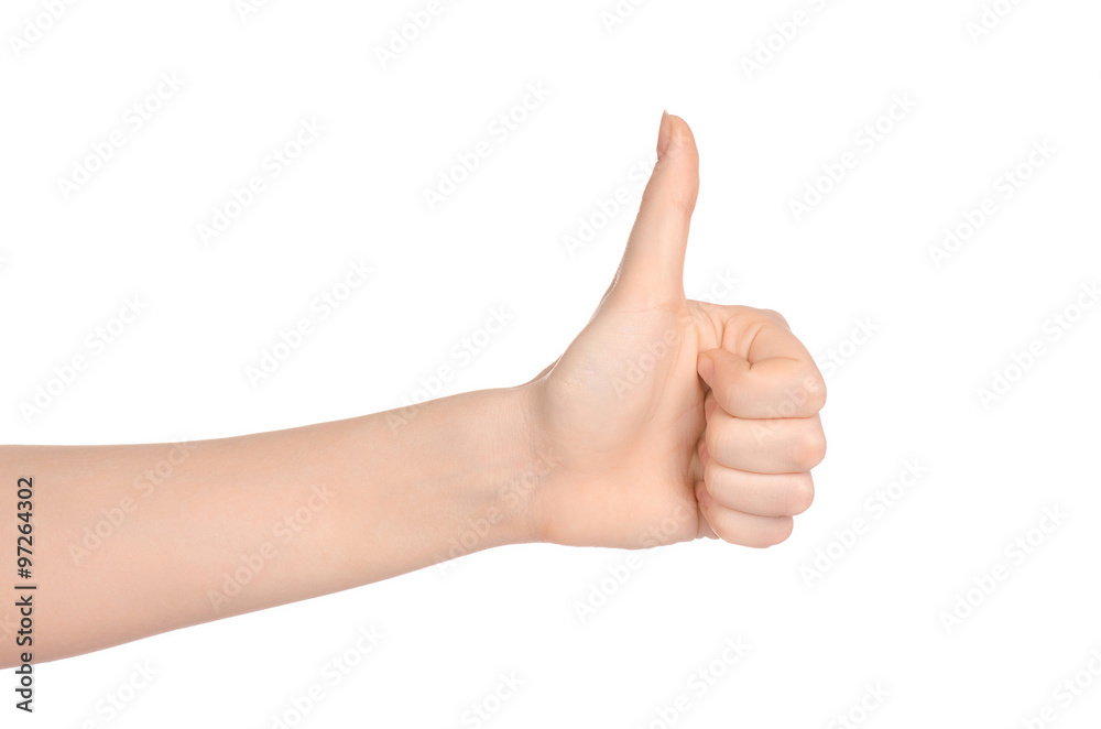 Beauty and Health theme: beautiful elegant female hand show gesture on an isolated white background in studio Beauty and Health theme: beautiful elegant female hand show gesture on an isolated white background in studio