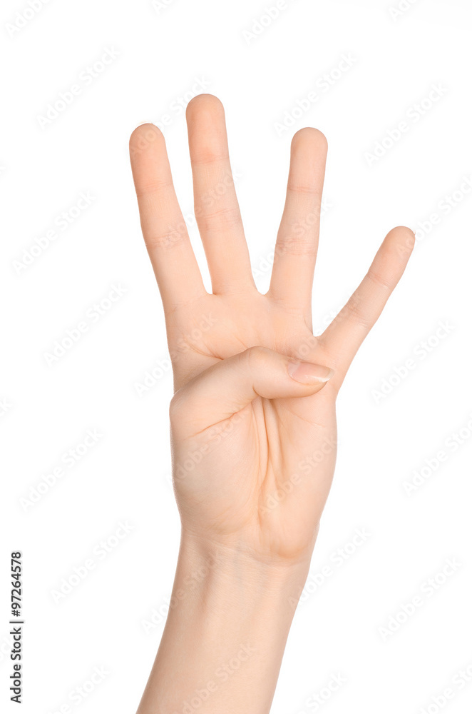 Beauty and Health theme: beautiful elegant female hand show gesture on an isolated white background in studio Beauty and Health theme: beautiful elegant female hand show gesture on an isolated white background in studio