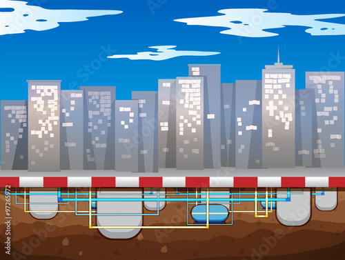 Water pipe underground of the city