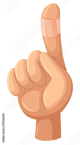 Injured finger with plaster