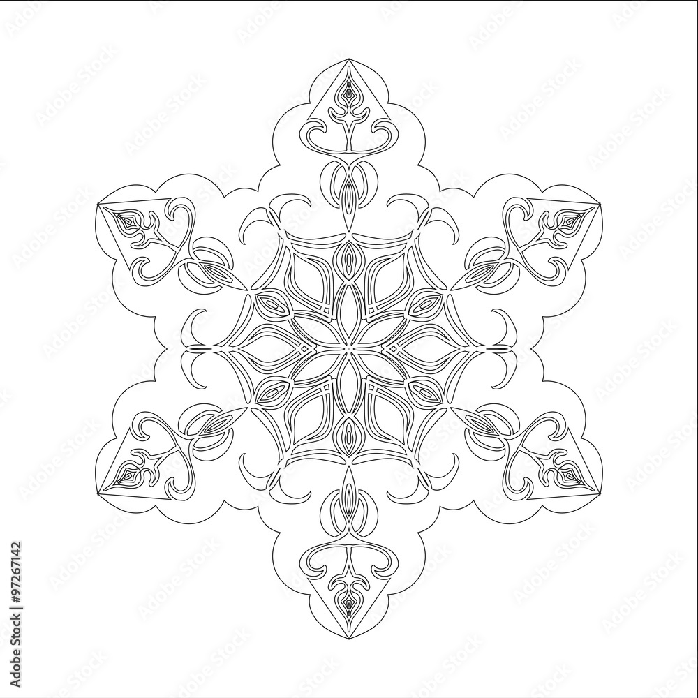 Ornament black white card with mandala.