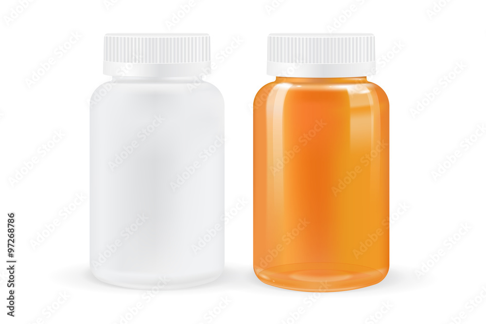 Pills box. White and brown medical container. Pills box. White and brown medical container.