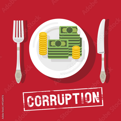 money on plate. corruption - vector