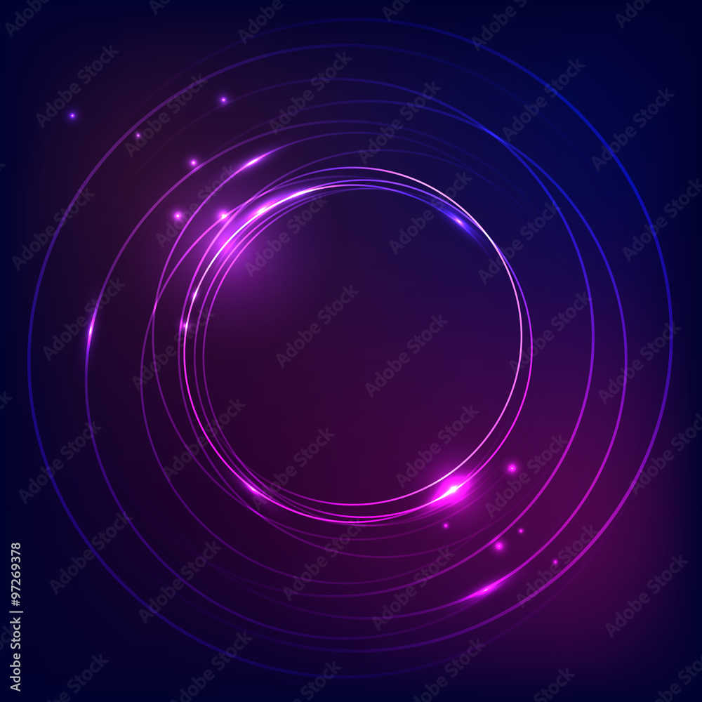 Obraz premium neon rings, black background, vector