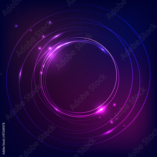 neon rings, black background, vector