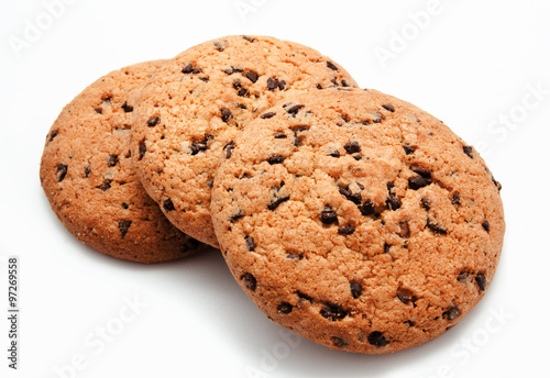 Chocolate chip cookies isolated