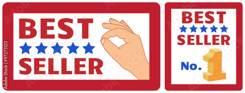 two vector bestseller labels, isolated illustration for bestseller signs, emblems for the best product